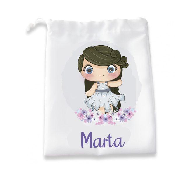 bolsa merienda personalizada infantil niña flores recuerdosbaby