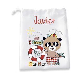 bolsa merienda personalizada infantil oso playa recuerdosbaby