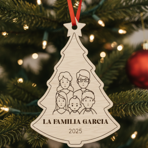 Bola de navidad familiar de madera personalizada recuerdos baby